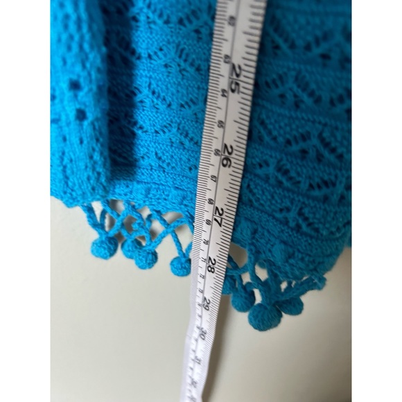 Lilly Pulitzer Blue Crochet Pom Pom Long Sleeve Sweater - Picture 4 of 7